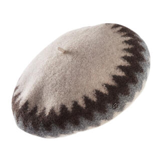 Loevenich wollen baret in beige/bruin/grijs met een patroon