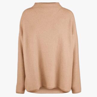 Beige turtleneck pullover van kasjmier met een losse pasvorm.