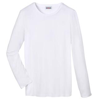 Wit premium longsleeve van hoogwaardige katoen, eenvoudig en comfortabel