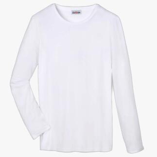 Wit premium longsleeve van hoogwaardige katoen, eenvoudig en comfortabel