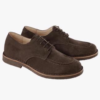 Bruine krepp derby schoenen van nubuck met veters