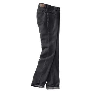 24-uursjeans in grijs, hangend en licht gekanteld.