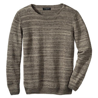 Beige gebreide trui met lange mouwen en ronde hals