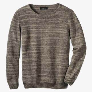Beige gebreide trui met lange mouwen en ronde hals