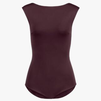 Vooraanzicht van een bordeauxkleurig badpak in maat 36/38.