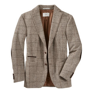 Carl Gross Harris Tweed-blazer in beige met ruitpatroon.