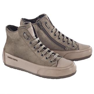 Stijlvolle, groene wintersneakers van Candice Cooper met hoge schacht en veters.