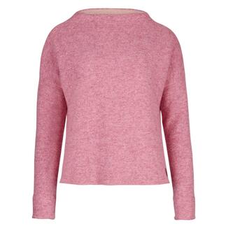 Achteraanzicht van roze walkpullover met ronde hals