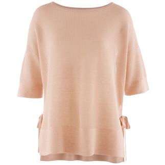 Vooraanzicht van de beige mesh-tunika.