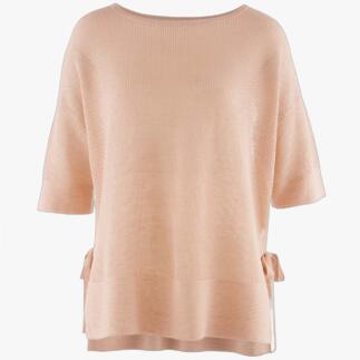 Vooraanzicht van de beige mesh-tunika.