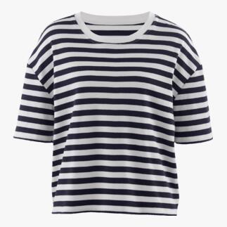 Gestreept Boxy T-shirt, van voren bekeken.