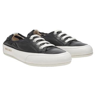 Zwarte Candice Cooper slip-on sneaker met witte veters, van voren