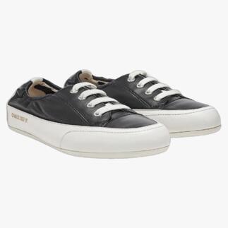 Zwarte Candice Cooper slip-on sneaker met witte veters, van voren
