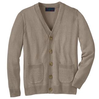 Beige linnen cardigan op een witte achtergrond
