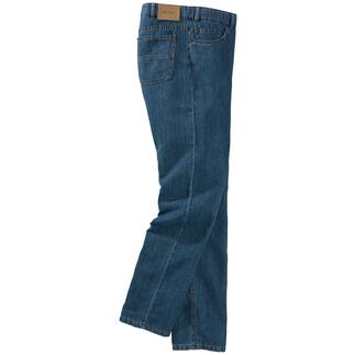 Hennepjeans staand, zijaanzicht.