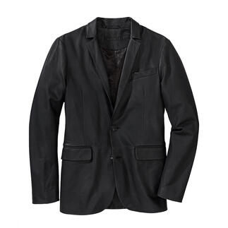 Zwarte OCONI lamsnap-blazer aan de hanger