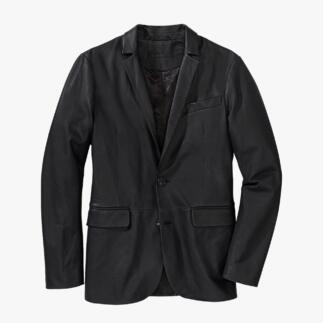 Zwarte OCONI lamsnap-blazer aan de hanger