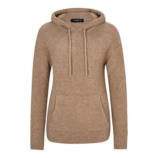 Beige kameelhaar hoodie met buidel en capuchon
