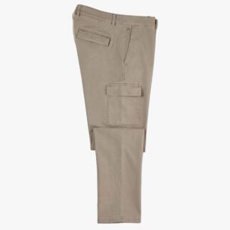 Beige Dobby-cargo broek met opgerolde pijpen en een zak.