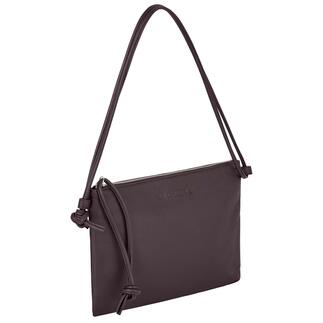 Bruine crossbody tas met rits en verstelbare schouderband.