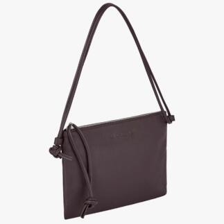 Bruine crossbody tas met rits en verstelbare schouderband.