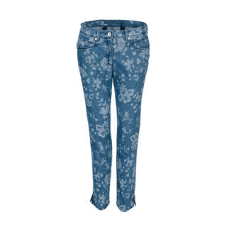Vooraanzicht van de RAPHAELA BY BRAX tover-jeans bloemen.