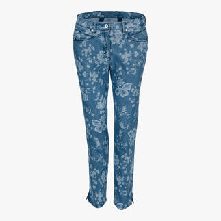 Vooraanzicht van de RAPHAELA BY BRAX tover-jeans bloemen.