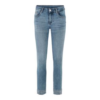 Grijze Liu Jo jeans met decoratieve stiksels aan de zoom.