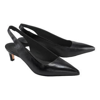 Zwarte sling-pumps van Lorena Paggi, vooraanzicht