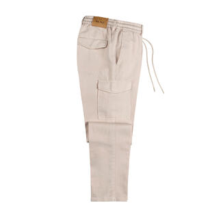 Katoenen cargo-shorts in beige met elastische tailleband en zijzakken.