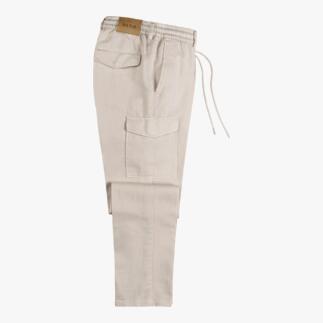 Katoenen cargo-shorts in beige met elastische tailleband en zijzakken.