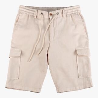 Katoenen cargo-shorts in beige met elastische tailleband en casual stijl.