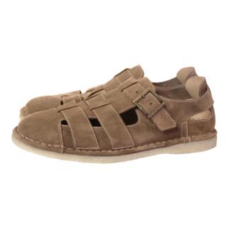 Luxe bakkersandalen in bruin, zijaanzicht.