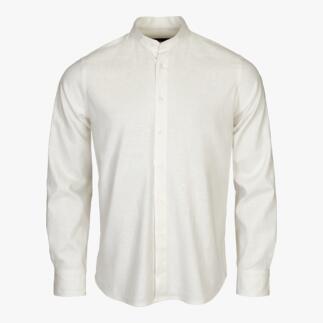 Offwhite comfortabele linnen overhemd met staande kraag.