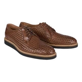 Casanova vlecht derby, paar schoenen in bruin met gevlochten ontwerp.