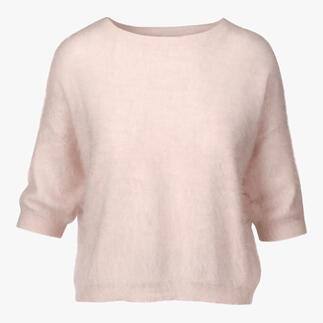 Beige geborsteld kasjmier pullover van Junghans 1954.
