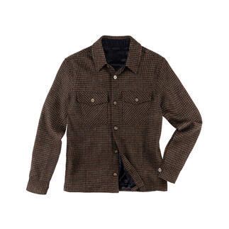 Houndstooth overshirt in de kleur bruin op een witte achtergrond.