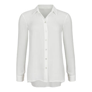 Witte blouse met knopenrij, lange pasvorm en elegante mouwen.