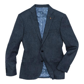 Vooraanzicht van een Donegal-tweed blazer op een witte achtergrond