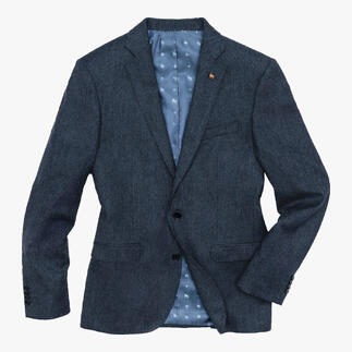 Vooraanzicht van een Donegal-tweed blazer op een witte achtergrond