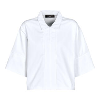 Witte boxy oversize blouse in maat 36 met korte mouwen.