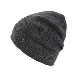 Donkergrijze kasjmier beanie van opzij