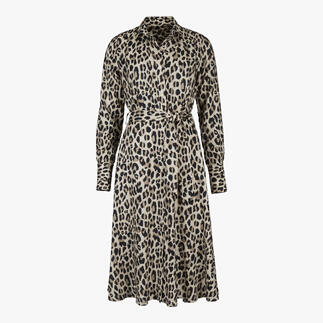 Leopard jurk met riem in volledig zicht