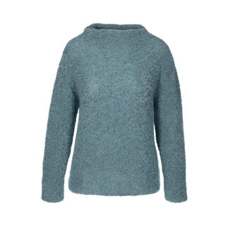 Zijde bouclé trui in blauw met ronde hals