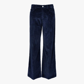 Navy wide-leg corduroy broek op een witte achtergrond