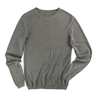 Grijze Ivanhoe Tencel-Piqué-trui op een witte achtergrond.