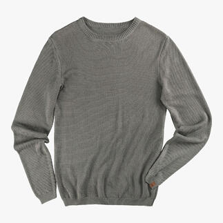 Grijze Ivanhoe Tencel-Piqué-trui op een witte achtergrond.