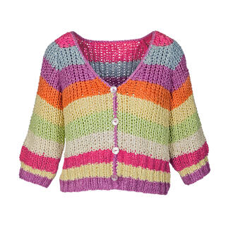Kleurrijke zijde grofgebreide cardigan met knopen
