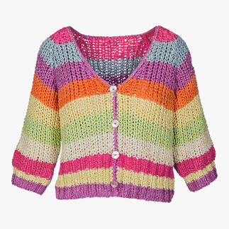Kleurrijke zijde grofgebreide cardigan met knopen