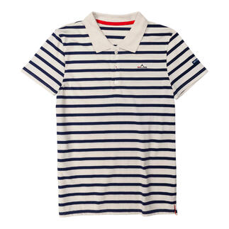 Gestreept Saint James Bretagne poloshirt met kraag, in marineblauw en wit.